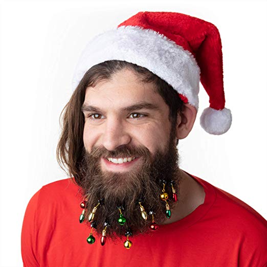 12 pcs Colorful Round and Tear Drop Christmas Beard Ornaments - 12 Colors, Easy Clip - Show Holiday Spirit