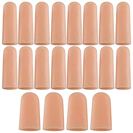 20 PCS Finger Support Protector Gloves, Finger Cots/Covers - Different Sizes Silicone Fingertips for Hands Cracking, Eczema Skin