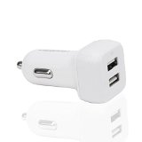 KabelDirekt 48A  24W 2 Port High Speed Car Charger with IDD Technology Intelligent Device Detection for Apple Samsung Android iOS devices and a lot more - 12-18V - white - TOP Series