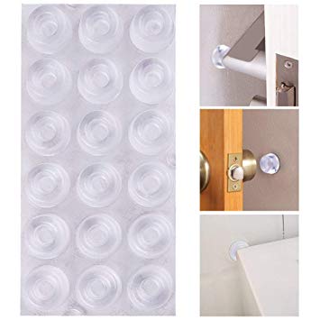 AUSTOR 18 Pack Clear Door Knob Bumpers Self-Adhesive Door Stopper Bumpers Wall Protectors Rubber Feet for Furniture, Crafts, Glass, Electronics, Electrical Appliances