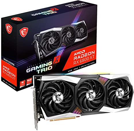 MSI Gaming Radeon RX 6800 XT 16GB GDRR6 256-Bit HDMI/DP 2285 MHz RDNA 2 Architecture OC Graphics Card (RX 6800 XT Gaming X Trio 16G)