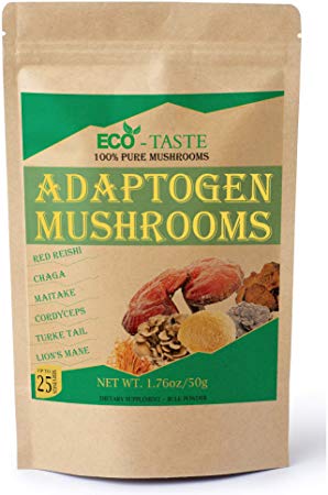 Organic Mushroom Powder Blend Extract Supplement, 100% Pure Fruiting Body, Beta-D-Glucans 30%, 50g