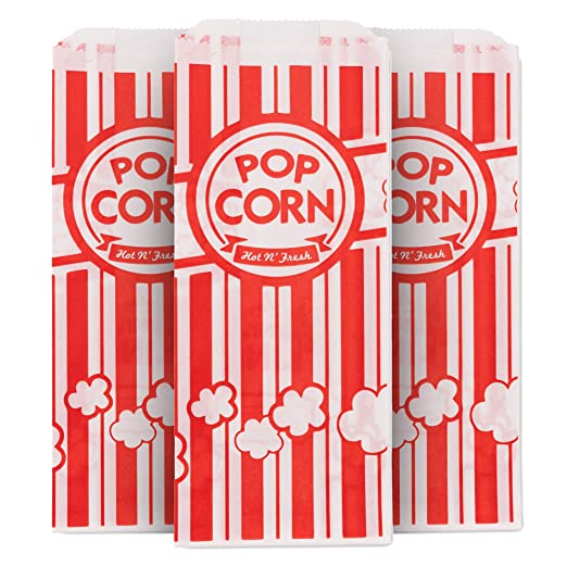 1 Oz Popcorn Bag, Red and White Disposable Carnival Popcorn Bags, 500 Count