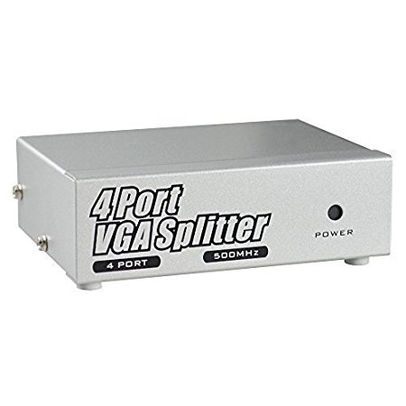 ASSEM® VGA Video Distribution Amplifier Splitter Box Extender 500mhz VGA XGA Svga Uxga Qxga Wuxga 1 in 4 Out 1 Pc to 4 CRT LCD Monitors Projectors