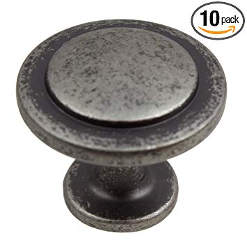 GlideRite Hardware 80960-WN-10 Classic Round Ring Cabinet Knob, 1.25", Weathered Nickel