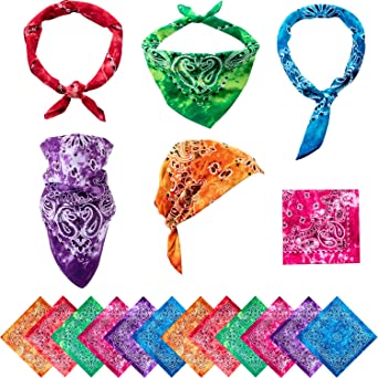 Boao 12 Pieces Novelty Gradient Bandana Classic Paisley Cotton Handkerchief