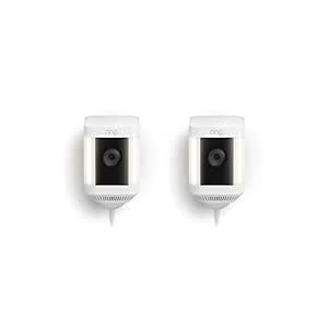 Ring Spotlight Cam Plus, Plug-in | Two-Way Talk, Colour Night Vision, and Security Siren (2022 release) | 2-pack, White