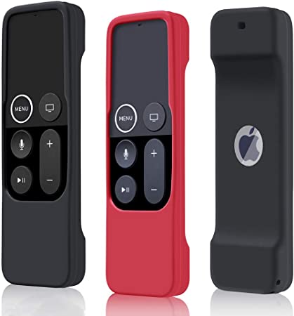 2 Pack Case Compatible with Apple TV 4K/ 4th Gen Remote Light Weight Anti-Slip Shock Proof Silicone Cover for Controller for Apple TV Siri Remote Black and Red