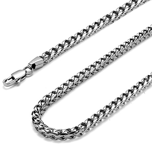 FIBO STEEL 3-6mm Curb Chain Necklace for Men Stainless Steel Biker Punk Style, 20-36 inches
