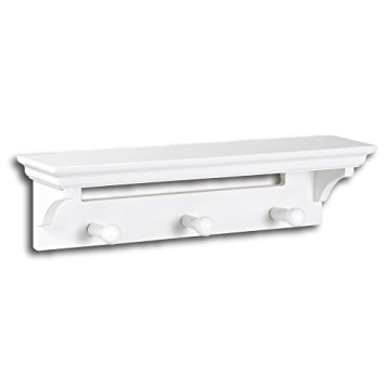 InPlace Shelving 0199144 Wall Shelf with Pegs, 17-Inch, White