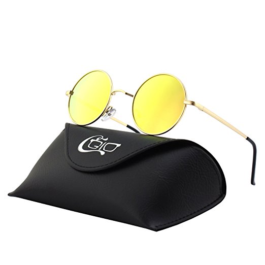 CGID E01 Retro Vintage Style Lennon Inspired Round Metal Circle Polarized Sunglasses for Women and Men