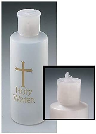 Catholic Christian Holy Water Bottle Gold Cross Holds 4oz