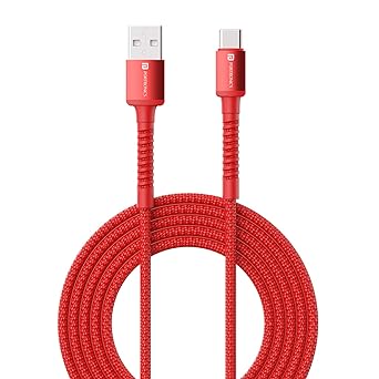 Portronics Konnect X Unbreakable Nylon Braided USB A to Type C Cable with 6Amp Output, Compatible with OnePlus, Oppo, iPhone 15, iPad & other Type C Smartphone & Devices, 2M Length (Red)