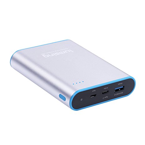 Type-C / USB-C Input & Output Lumsing QC 3.0 13400 mAh High-Capacity Power Bank Premium External Battery Portable Charger for Apple MacBook, iPhone, iPad, Samsung, Google and more (Silver)