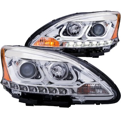 AnzoUSA 121486 Chrome/Clear/Amber Projector Headlight for Nissan Sentra