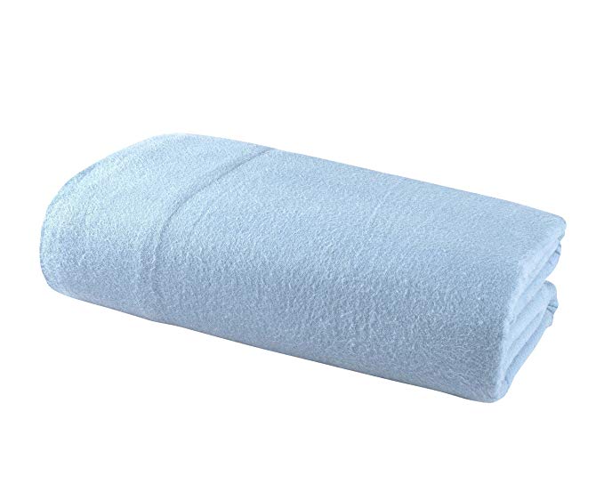 DELANNA Flannel Flat Sheet 100% Brushed Cotton 1 Top Sheet (90"x102") (Twin, Blue)