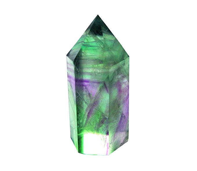Green Fluorite Healing Crystal Wand, Pointed & Faceted for Reiki Chakra Meditation Therapy Decor