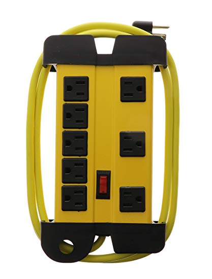 Viasonic Industrial Surge Protector - 8 Outlet Strip - Heavy Duty Metal Housing - 90J, Circuit Breaker, Easy Wrap Around Cord, Safety Yellow - ETL-Listed - by Unity