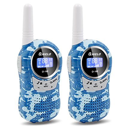 Qniglo Q168 Walkie Talkies for Kids , 22 Channel FRS/GMRS Two-Way Radio with 3 Miles Long Range Handheld Mini Walkie Talkies (Pack of 2, Camo Blue)