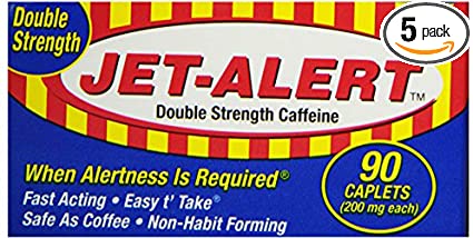 Bell Pharmaceuticals: Double Strength Caffeine 200 Mg Caplets Jet-Alert, 90 Ct - Buy Packs and SAVE (Pack of 5)