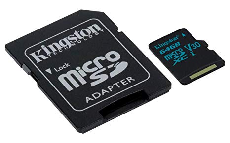 Kingston Canvas Go! 64GB microSDXC Class 10 microSD Memory Card UHS-I 90MB/s R Flash Memory Card with Adapter (SDCG2/64GBET)