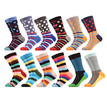 WeciBor Men's Dress Cool Colorful Novelty Funny Casual Combed Cotton Crew Socks Pack