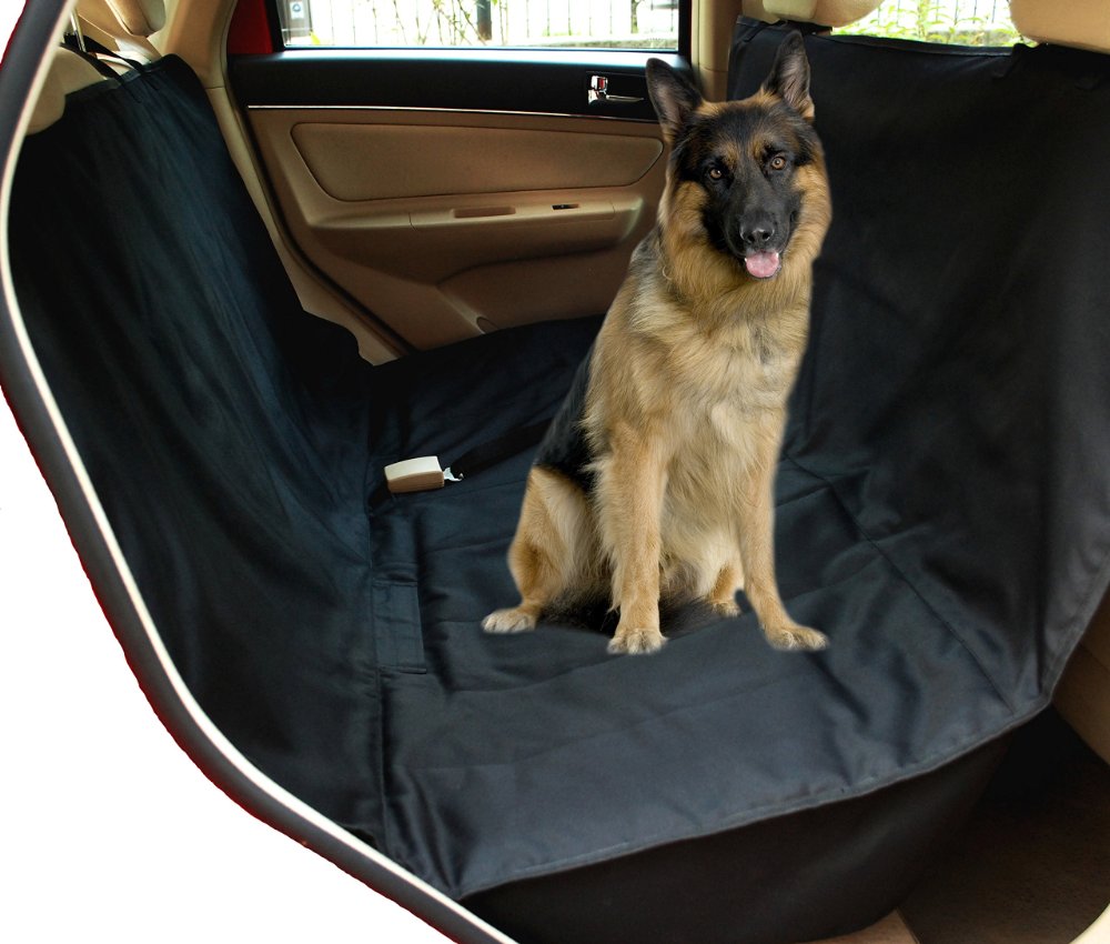 NACampZAC Deluxe Waterproof Pet Seat Cover With Bonus Pet Car Seat Belt for Cars and SUV -Nonslip Quilted Extra Side Flaps Machine Washable Pet Hammock Car Seat Cover Lifetime Warranty