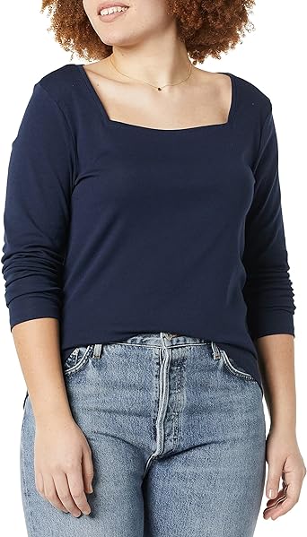 Amazon Essentials Womens Slim-fit Long Sleeve Square Neck Tee