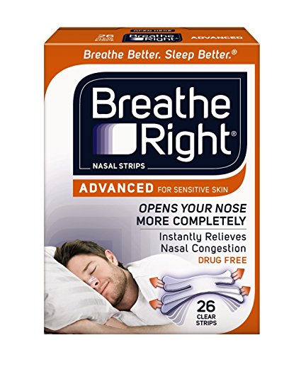 Breathe Right Advanced for Sensitive Skin, Clear, 26 Strips (1 Box)