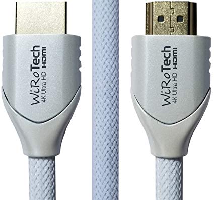 Low Profile HDMI Cable 25ft White - HDMI 2.0 (4K, HDR) Ready - Braided Cable - High Speed 18Gbps - Gold Plated Connectors - Ethernet, Audio Return - Video 2160p