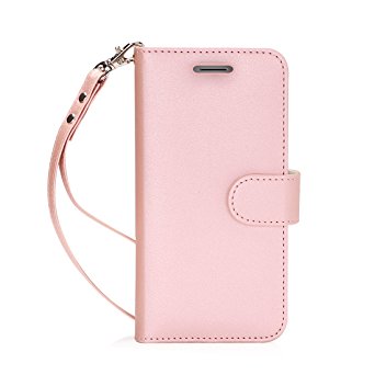 Moto G5 Plus Case, FYY [RFID Blocking wallet] 100% Handmade Wallet Case Stand Cover Credit Card Protector for Moto G5 Plus Rose Gold