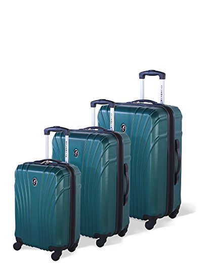 Atlantic AL43083029 Beaumont Collection - 3 Piece Spinner Luggage Set, Teal, Checked – Large