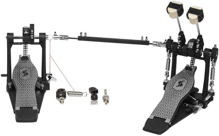 Stagg 52 Series Double Kick Bass Drum Pedal, 4-Way Beaters, Double Chain, Memory Lock, Included Drum Key