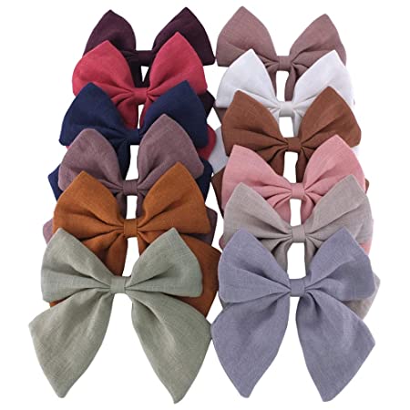 Baily Original Linen Bow Hair Clips Baby Girls Women Large Sailor Bows Kids Baby and Mom Hair Bow Alligator Clips White Red Navy Pink Neutral Bow