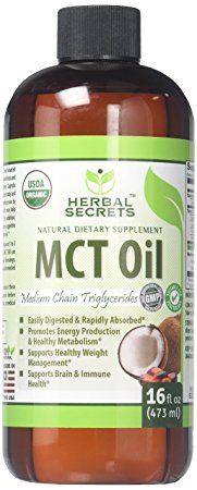 Herbal Secrets 100% Pure MCT Oil, 16 Fl Oz - Helps in Weight Management * Maintain Lean Muscle Tissue*