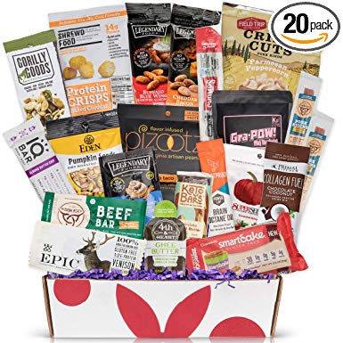Deluxe KETO Snacks Gift Box: Mix of Low Sugar High Fat Ketogenic Diet Snacks,Protein Bars, Beef Sticks & Pork Rinds,Perfect Low Carb Keto Gift Basket
