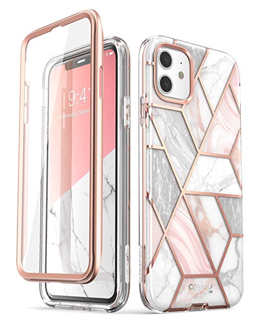 i-Blason Cosmo Series Case for iPhone 11 (2019 Release), Slim Full-Body Stylish Protective Case with Built-in Screen Protector, Marble, 6.1''