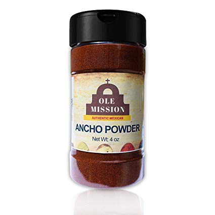 Ancho Chile Powder 4 oz Ounce Ground Chili Natural Seasoning Great for Mexican Recipes by Ole Mission