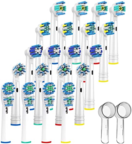 Replacement Electric Toothbrush Brush Heads Compatible with Oral B Dual Clean/3D White Action/Precision Clean/Braun Cross Actio/Floss Clean Action Design-Fits Most Oral B Electric Toothbrush-20pcs