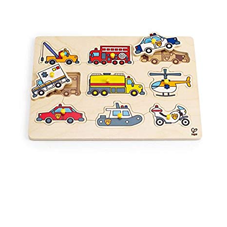 Hape Emergency Vehicles Toddler Wooden Peg Puzzle