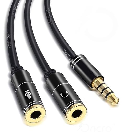 ONCRO® Premium Y Splitter for Audio and Microphone, 3.5mm Extension Cable 1 Male to 2 Female Audio mic Splitter for Earphone, Headset, Phone, Laptop.