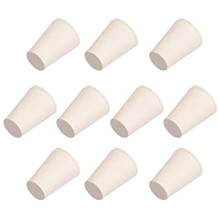 uxcell White Tapered Shaped Solid Rubber Stopper for Lab Tube Stopper Size 000 10Pcs