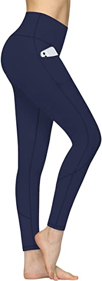 High Waist Yoga Pants with Pockets for Women Capris Workout Leggings Non See Through 4 Way Stretch Tummy Control Sports Pants