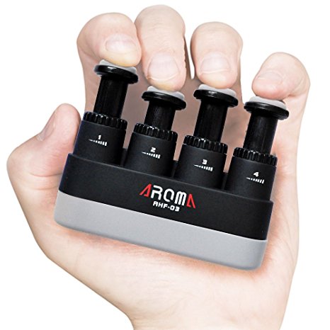 AROMA Finger Exerciser Piano Guitar Finger Strengthener Adjustable Hand Exerciser Grip Trainer for Adult AHF03 Black
