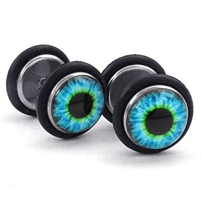 KONOV Mens Stainless Steel Evil Eye Stud Earrings, Blue Black