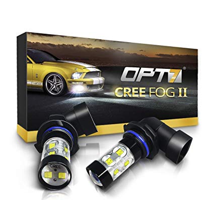 OPT7 H10 (9145 9140 9040) CREE XLamp LED Fog Light Bulbs DRL - 10000K Deep Blue @ 700 Lm per Bulb - All Bulb Sizes and Colors - 1 Year Warranty (Pack of 2)