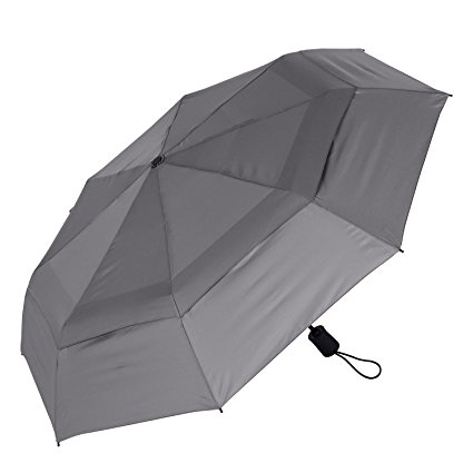 Best Travel Umbrella for Smart Women & Men, Premium Windproof & Compact Umbrellas for Rain & UV Protection, Lightweight for Kids to Hold, Cool Auto Open & Close Button, Perfect for Outdoor Adventures! (Grey)