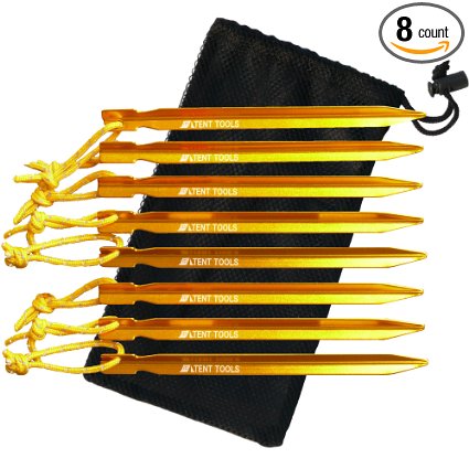 7075 Premium Aluminum Tent Stakes ✦ Ultralight Y Beam Design ✦ Heavy Duty Reflective Pull Cords ✦ Lifetime Warranty By Tent Tools