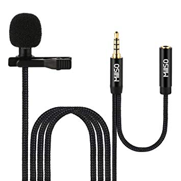 MillSO W12 Lavalier Lapel Microphone with Headphone Jack Omnidirectional Smartphone Lav Mic for Recording, Interview, Podcast, YouTube, Video Conference, Cell Phone, Laptop, Tablet, Camera - 4ft