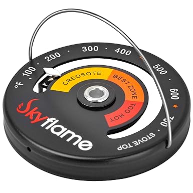 Skyflame Magnetic Top Thermometer Wood Stove Temperature Meter with Large Dial, Fireplace Accessories for Stove Top/Gas Stoves/Pellet Stove